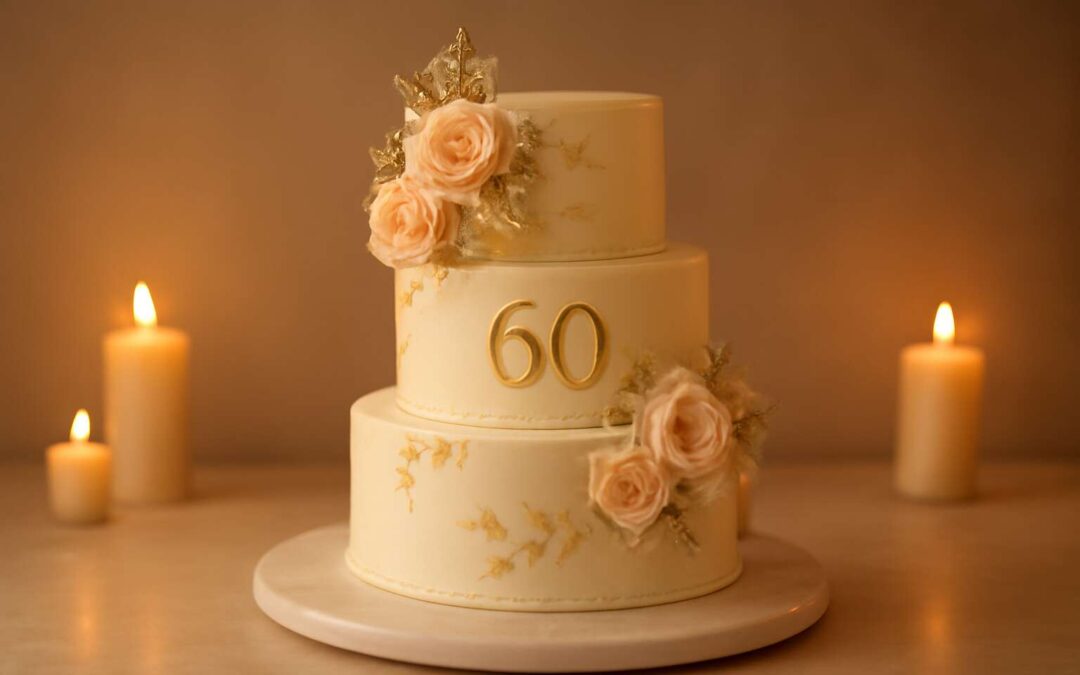 Timeless glamour for a milestone: elegant 60th birthday cake that dazzles.